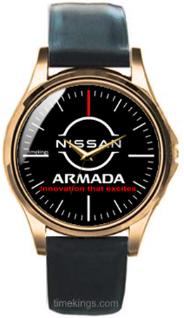 Nissan Armada Logo Gold Leather Watch